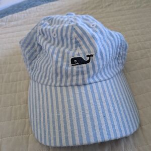 Vineyard Vines Light Blue & White Striped Whale Cap
